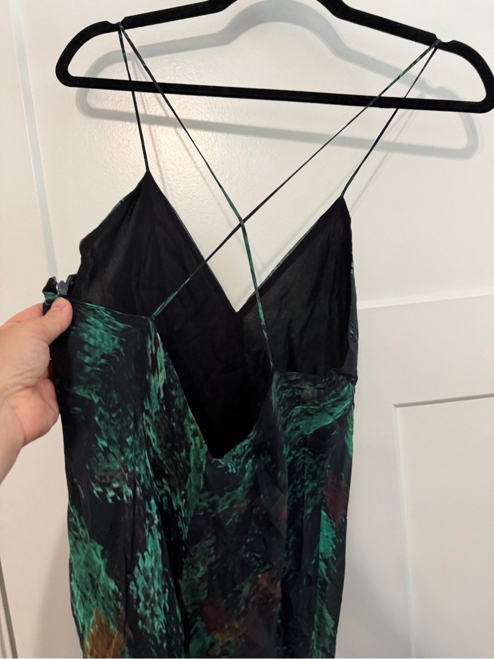 Haute Hippie NWT 100% Silk Emerald Abstract Ruffle Maxi Dress Gown - Picture 7 of 11